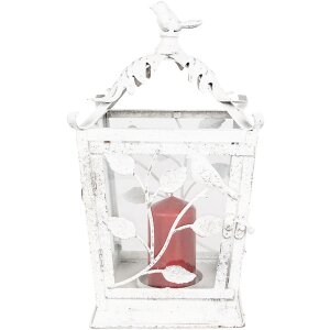 Clayre & Eef 6Y5670 Lantern Antique White Metal Glass 20x20x35cm