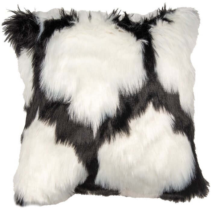 Clayre & Eef KT021.352 Cushion Cover White Black 45x45 cm Polyester