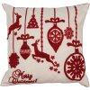 Clayre & Eef KT021.354 Cushion Cover Merry Christmas White Red 45x45 cm Polyester