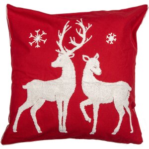 Clayre & Eef KT021.357 Cushion Cover Reindeer Red...