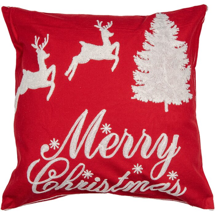 Clayre & Eef KT021.358 Cushion Cover Red White Christmas Motif 45x45 cm Polyester