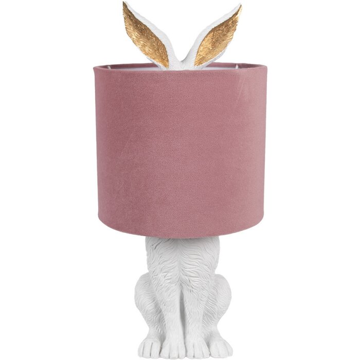 Clayre & Eef 6LMC0099WVP Table Lamp Rabbit Country Style White Pink E27 60W