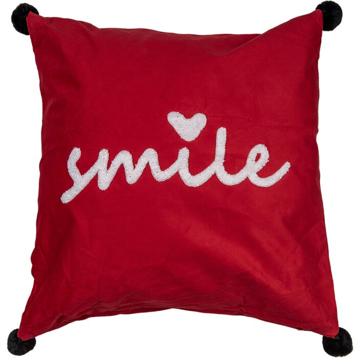 Clayre & Eef KT021.365 Cushion Cover Smile Red White 45x45 cm Polyester