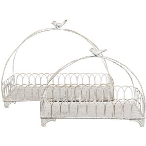 Clayre & Eef 6Y5673 Basket set of 2 white-gold iron...