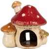 Clayre & Eef 6CE1876 Tea Light Holder House Beige Red 17x12x16 cm