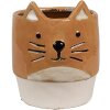 Clayre & Eef 6CE1877 Flower Pot Ceramic Cat Orange Beige Ø 11x13 cm