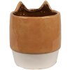 Clayre & Eef 6CE1877 Flower Pot Ceramic Cat Orange Beige Ø 11x13 cm