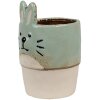 Clayre & Eef 6CE1878 Flower Pot Ceramic Green Beige Ø 11x17 cm Country Style