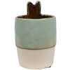 Clayre & Eef 6CE1878 Flower Pot Ceramic Green Beige Ø 11x17 cm Country Style