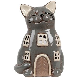 Clayre & Eef 6CE1904 Tea Light Holder Cat Ceramic...