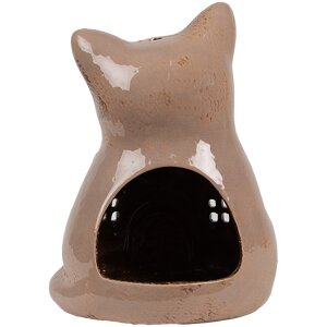 Clayre & Eef 6CE1905 Tealight Holder Cat Brown Ceramic 14x12x18 cm