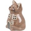 Clayre & Eef 6CE1905 Tealight Holder Cat Brown Ceramic 14x12x18 cm