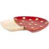 Clayre & Eef 6CE1907 Plate Mushroom Shape Ceramic Beige Red 21x22x3 cm