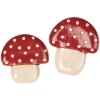 Clayre & Eef 6CE1907 Plate Mushroom Shape Ceramic Beige Red 21x22x3 cm