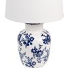 Clayre & Eef 6LMC0095 Table Lamp White Blue Floral Ø28x44 cm E27 max 60W