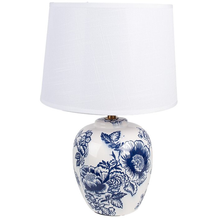 Clayre & Eef 6LMC0097 Table Lamp Ceramic White Blue Ø 28x42 cm E27 1x60W