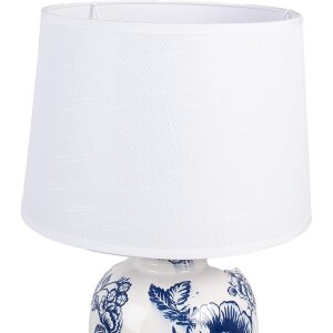 Clayre & Eef 6LMC0097 Table Lamp Ceramic White Blue Ø 28x42 cm E27 1x60W