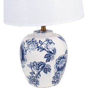 Clayre & Eef 6LMC0097 Table Lamp Ceramic White Blue Ø 28x42 cm E27 1x60W