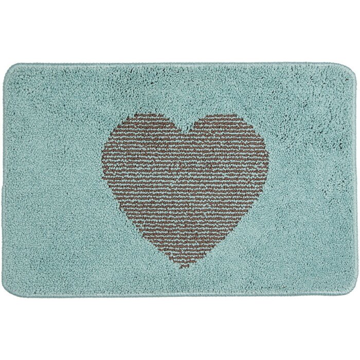 Clayre & Eef BM0007BL Bath Mat Heart Motif Blue 58x38x1 cm