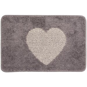 Clayre & Eef BM0007G Bath Mat Heart Motif Grey 58x38 cm