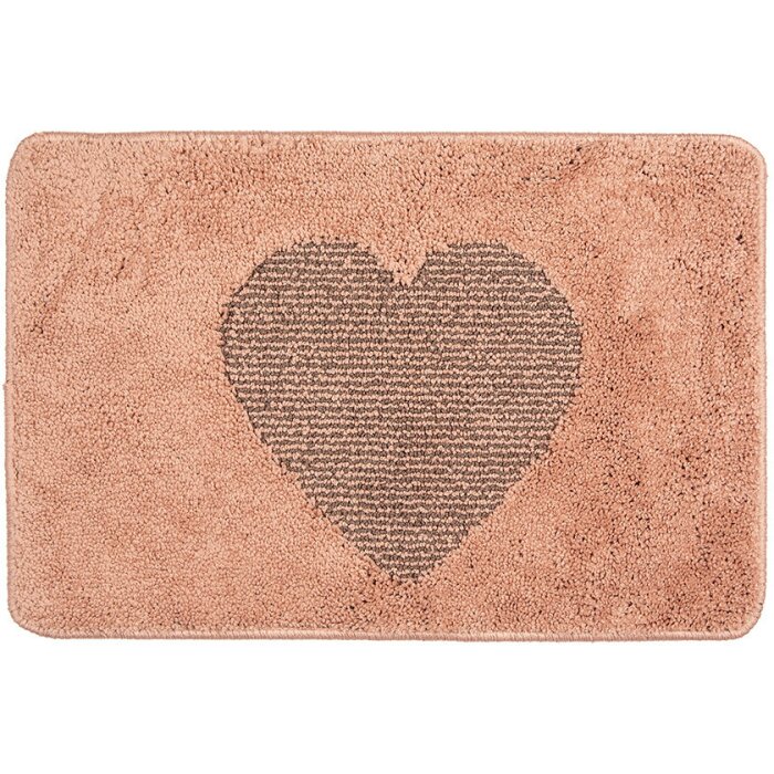 Clayre & Eef BM0007P Bath Mat Heart Motif Pink 58x38 cm