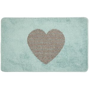 Clayre & Eef BM0008BL Bath Mat Heart Motif Blue 78x48 cm