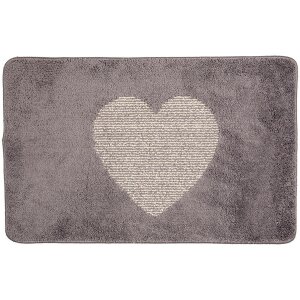 Clayre & Eef BM0008G Bath Mat Heart Grey 78x48x1 cm