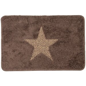 Clayre & Eef BM0009CH Bath Mat Brown Star Motif 58x38 cm