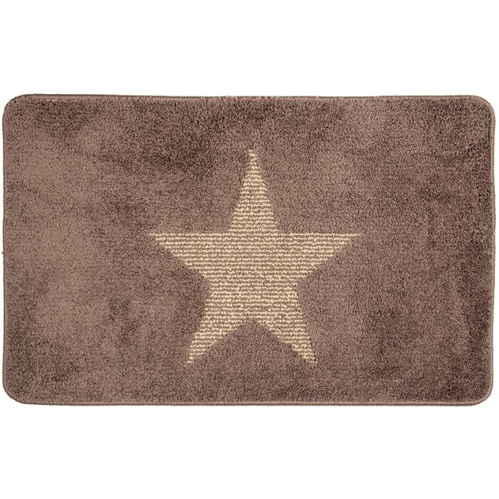 Clayre & Eef BM0010CH Bath Mat Star Pattern Brown 78x48 cm