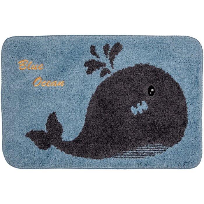 Clayre & Eef BM0011 Bath Mat Whale Motif Blue 58x38 cm