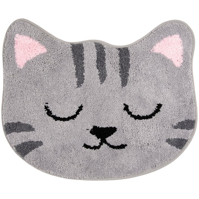 Clayre & Eef BM0012 Bath Mat Cat Grey 60x50 cm