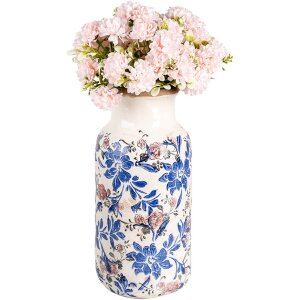 Clayre & Eef 6CE1928L Vase Floral Decoration Beige Blue Ø15x32 cm