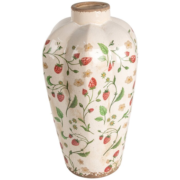 Clayre & Eef 6CE1939M Vase strawberry design Ø 21x34 cm