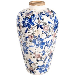 Clayre & Eef 6CE1935M Vase Floral Pattern Beige Blue...