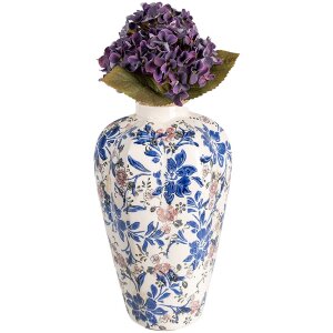 Clayre & Eef 6CE1935M Vase Floral Pattern Beige Blue Ø 21x35 cm