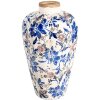 Clayre & Eef 6CE1935M Vase Floral Pattern Beige Blue Ø 21x35 cm