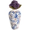 Clayre & Eef 6CE1935M Vase Floral Pattern Beige Blue Ø 21x35 cm