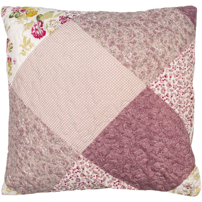 Clayre & Eef Q201.030 Cushion cover patchwork 50x50 cm Pink floral pattern