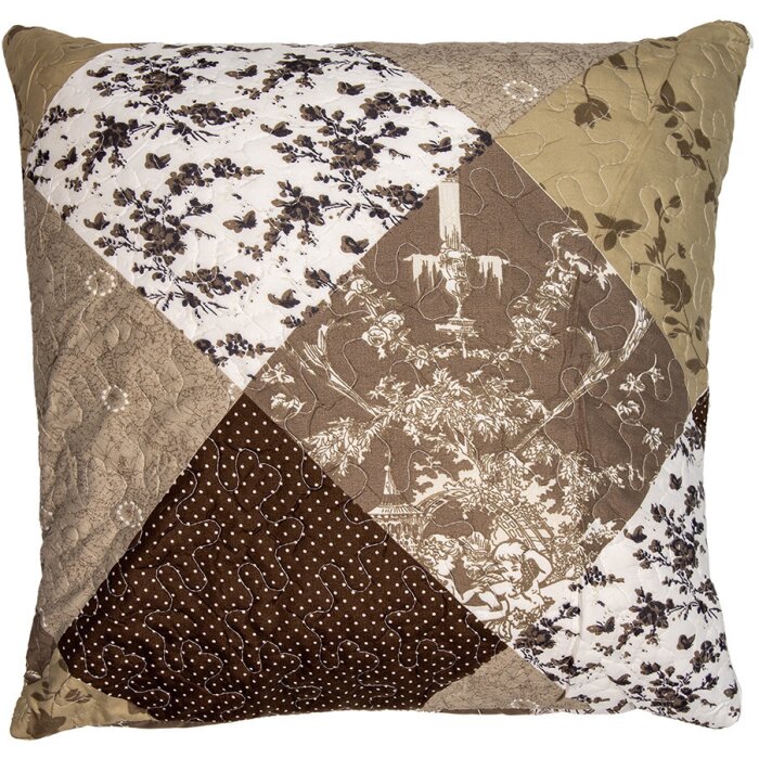 Clayre & Eef Q205.030 Cushion Cover Patchwork Brown Beige 50x50 cm