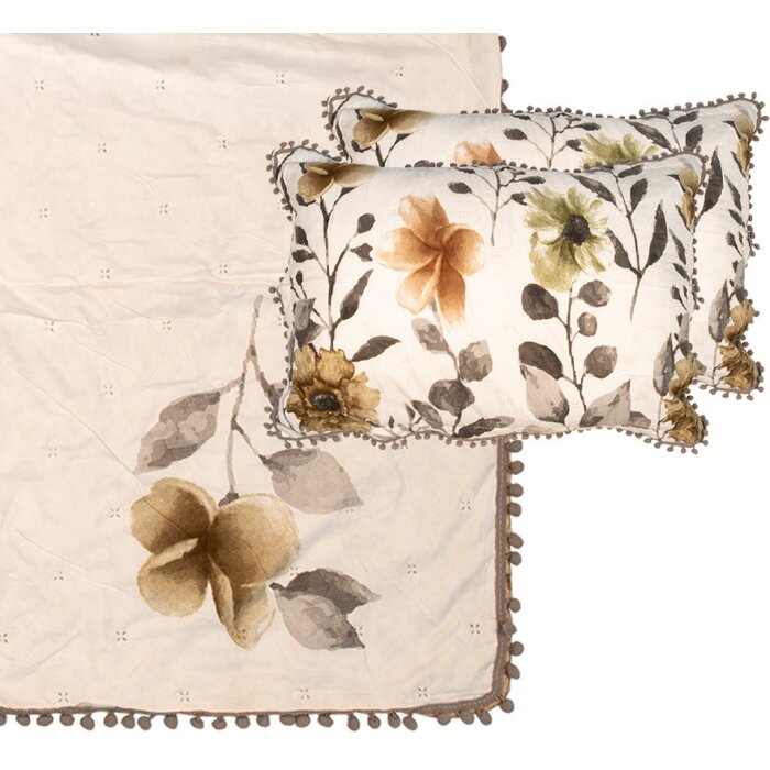 Clayre & Eef Q210.061 Bedspread 220x240 cm 2 Pillowcases 50x70 cm Floral