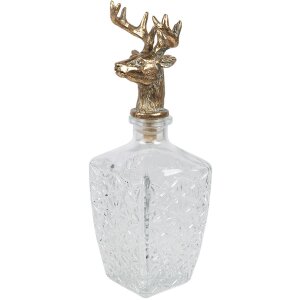 Clayre & Eef 6GL4951 Carafe glass with deer stopper 10x10x30 cm