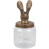 Clayre & Eef 6GL4952 Storage Jar with Bunny Lid Glass Gold Ø 16x33 cm