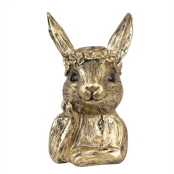 Clayre & Eef 6PR5101 Candle Holder Rabbit Gold 10x8x15 cm