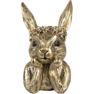 Clayre & Eef 6PR5102 Candle Holder Rabbit Gold 9x8x15 cm