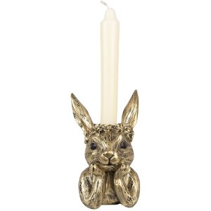 Clayre & Eef 6PR5102 Candle Holder Rabbit Gold 9x8x15 cm