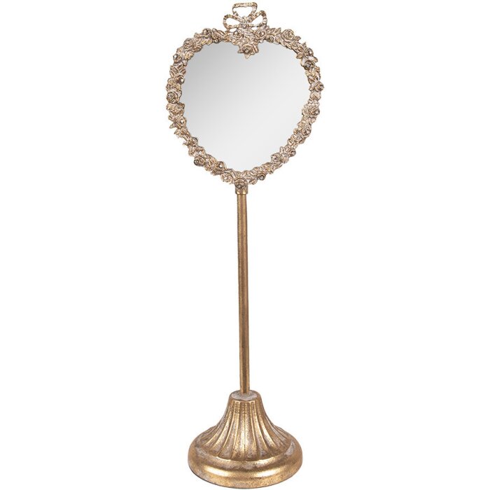 Clayre & Eef 62S305 Standing Mirror Heart Shape Gold 14x11x43 cm