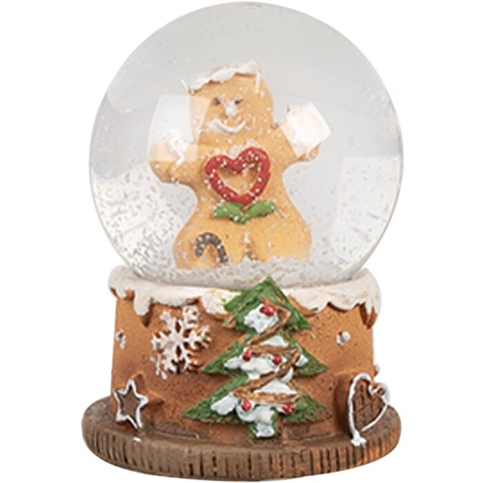 Clayre & Eef 65765 Snow globe gingerbread man Ø 5x6 cm