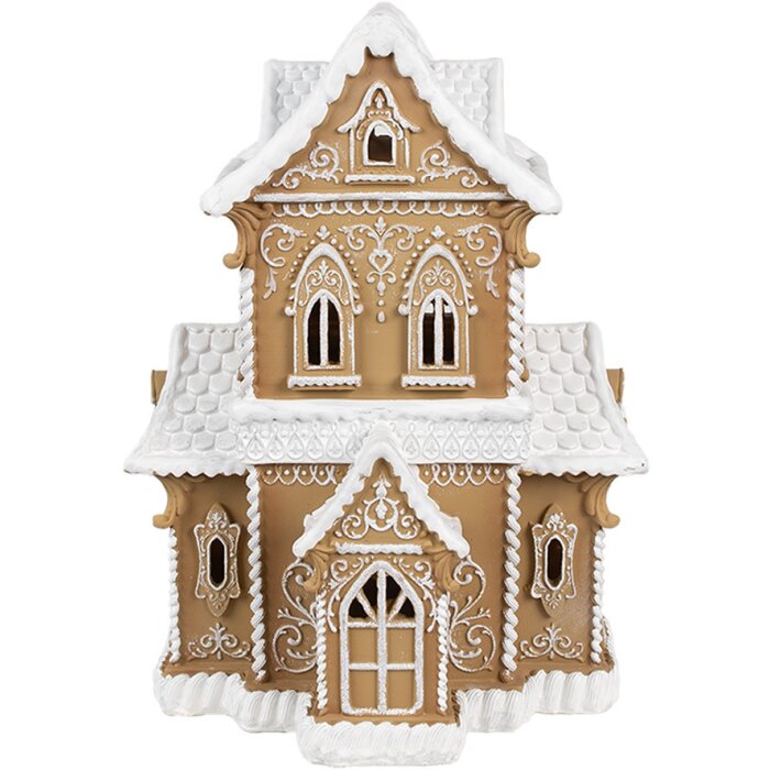 Clayre & Eef 6PR3906GG LED decorative house gingerbread look 28x21x37 cm