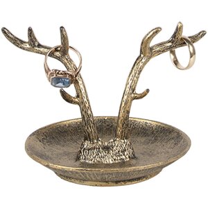 Clayre & Eef 6Y5662 Decorative bowl gold look antler design country house 11x9x8 cm