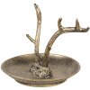 Clayre & Eef 6Y5662 Decorative bowl gold look antler design country house 11x9x8 cm